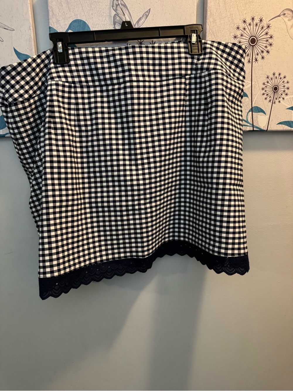 Cato women’s plus size Black & White Gingham Lace-Hem Women's Skort Sz 22